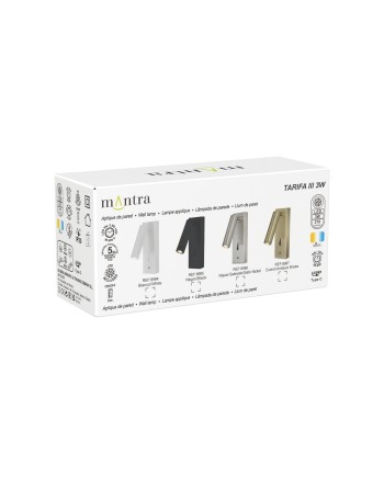 TARIFA III * APLIQUE LECTOR LED 3W 3000K CUERO TYPE-C CARGADOR